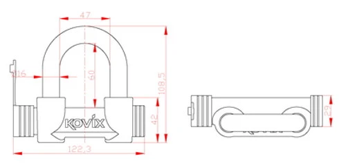 KOVIX KHL47 16mm Motorcycle Pad Lock -Black 2 KOVIX KHL47 16mm Motorcycle Pad Lock -Black - Image 2