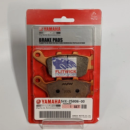 Genuine Yamaha OEM YZF-R, MT, XSR, & Tracer Rear Brake Pad Pair Set - 5VX-25806-00 1 Genuine Yamaha OEM YZF-R, MT, XSR, & Tracer Rear Brake Pad Pair Set - 5VX-25806-00