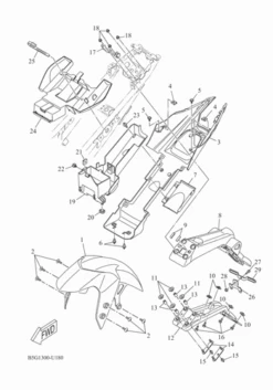 Genuine Yamaha OEM YZF-R125 2019-22 Front Fender/Mudguard Black For MDNM6 - B5G-F1511-00-P1