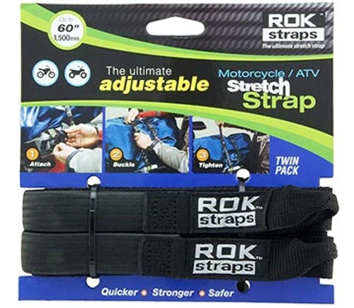 Rok Strap Adjustable 450-1500MM 25MM Motorcycle Strap Reflective 2 Pack - Black 1 Rok Strap Adjustable 450-1500MM 25MM Motorcycle Strap Reflective 2 Pack - Black