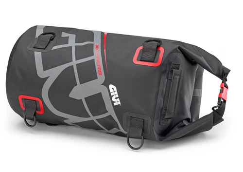 Givi 30 Litre Waterproof Cylinder Seat Bag - Black/Red/Grey 1 Givi 30 Litre Waterproof Cylinder Seat Bag - Black/Red/Grey