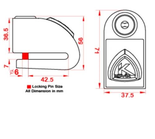 Kovix KD 6mm Alarmed Motorcycle Disc Lock -Brushed Metal 2 Kovix KD 6mm Alarmed Motorcycle Disc Lock -Brushed Metal - Image 2