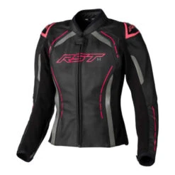 RST S-1 CE Ladies' Leather Motorcycle Jacket - Black & Pink