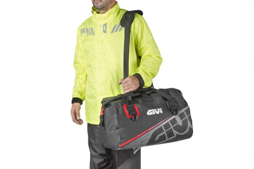 Givi 40 Litre Waterproof Duffel Bag With Roll Top Closure - Black/Grey/Red 2 Givi 40 Litre Waterproof Duffel Bag With Roll Top Closure - Black/Grey/Red - Image 2